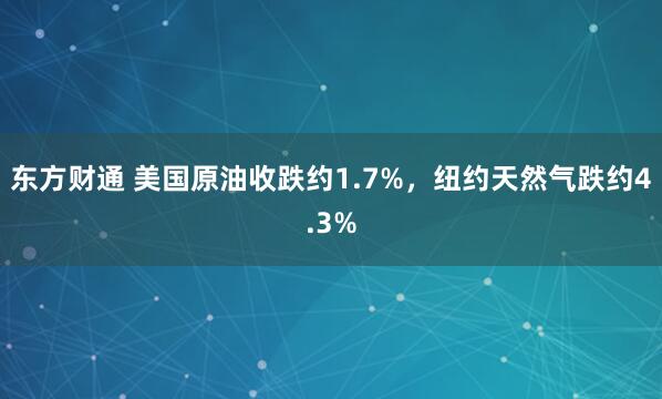 东方财通 美国原油收跌约1.7%，纽约天然气跌约4.3%